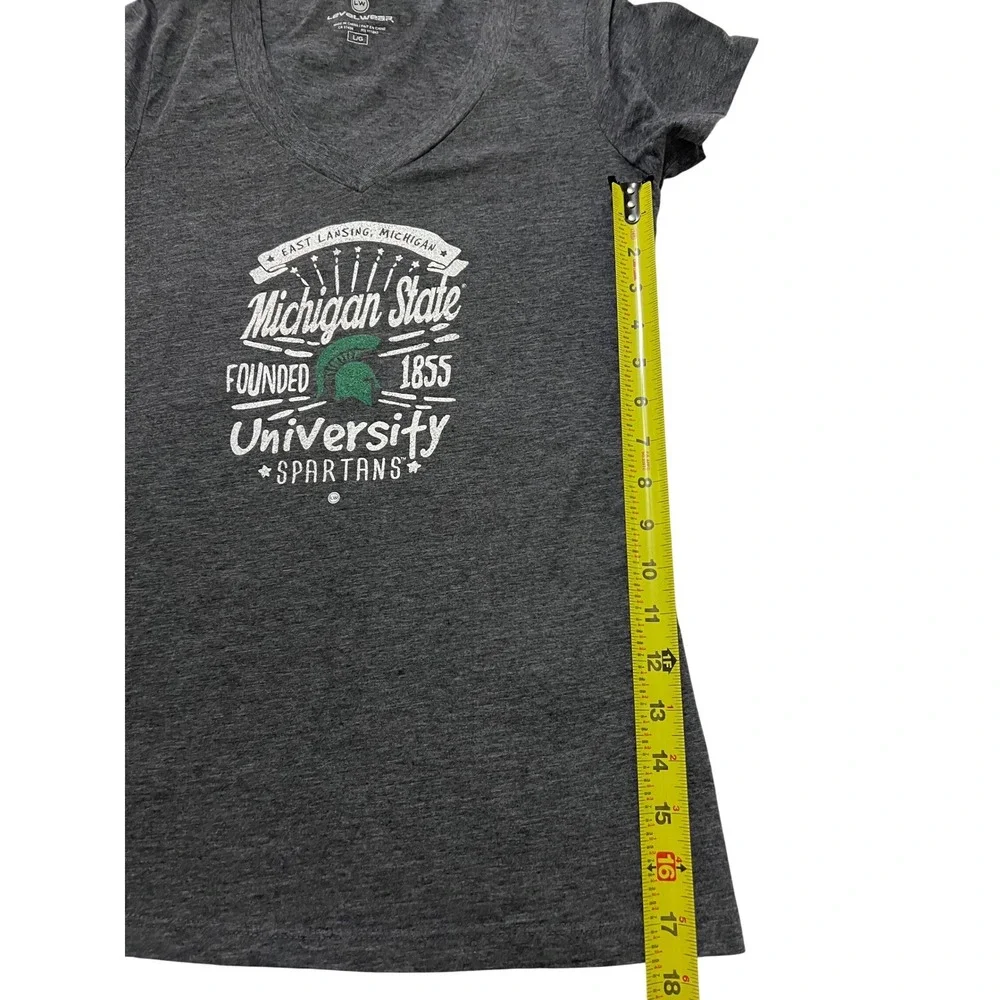 Level Wear Michigan State‎ Spartans Graphic V Neck T Shirt Women's Large Gray - Picture 6 of 6
